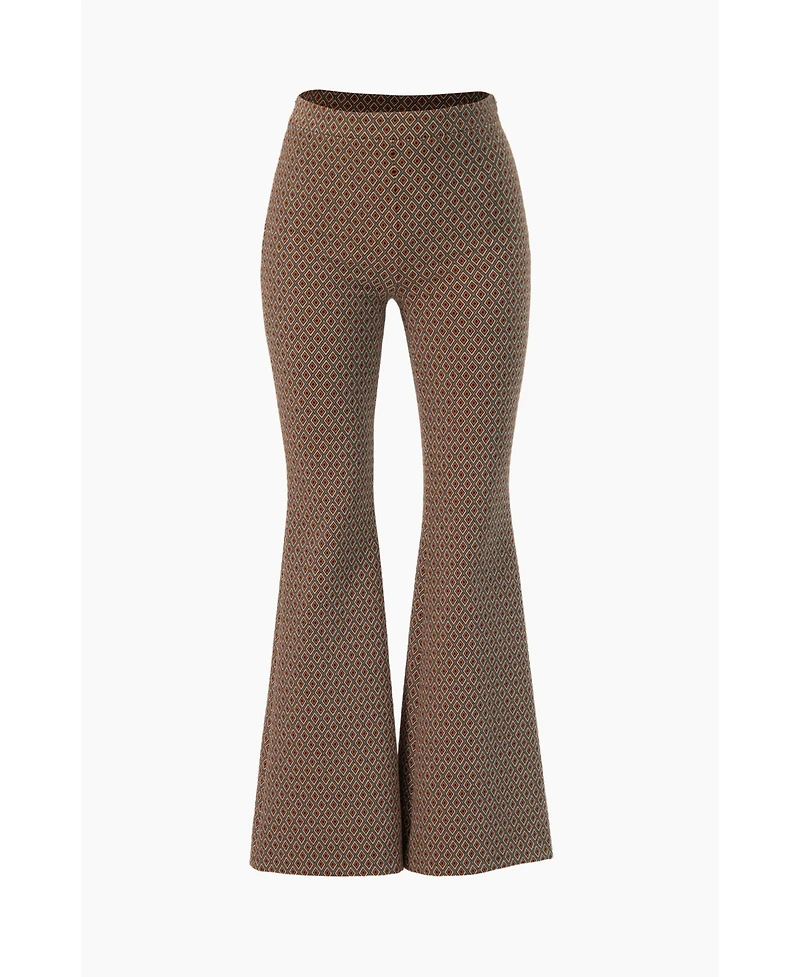 Ivonne Women's Geometric Jacquard Flared Pants