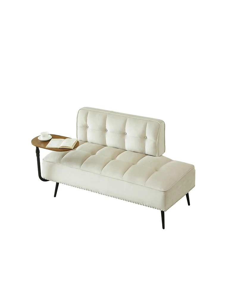 Streamdale Furniture Modern 54" Velvet Loveseat with Rotating Side Table
