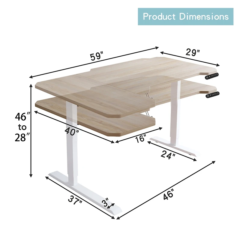 Streamdale Furniture L-Shaped Electric Standing Desk
