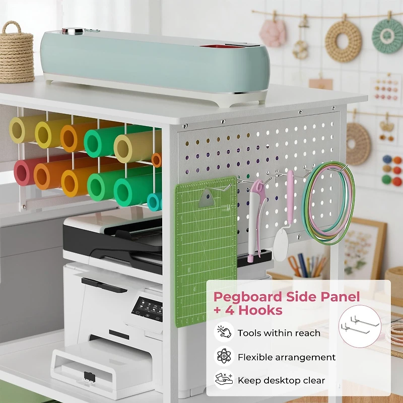 Streamdale Furniture Movable Heat Press Cart with Storage and Drawer