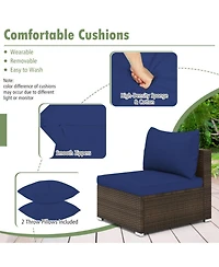 Sugift 7 Piece Patio Rattan Furniture Set with Sectional Sofa Cushions