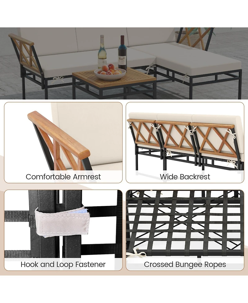 Sugift Shaped Patio Furniture Set for Porch Backyard and Poolside
