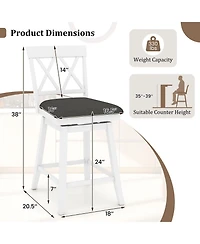 Sugift Counter Height Bar Stools with Upholstered Seat Cushion Set