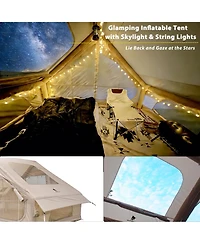 Naturehike Large Inflatable Camping Tent with Stove Jack Instant Waterproof Blow Up Air Glamping Tent with Skylight for Family 4-6 Person 4 Season
