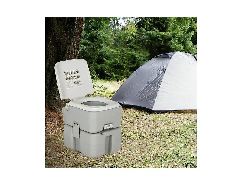 Lucky One 5.3 Gallon Portable Travel Toilet with Piston Pump Flush, Camping Toilet