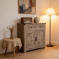 Streamdale Furniture Farmhouse Barn-Door Storage Cabinet/Buffet