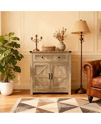 Streamdale Furniture Farmhouse Barn-Door Storage Cabinet/Buffet
