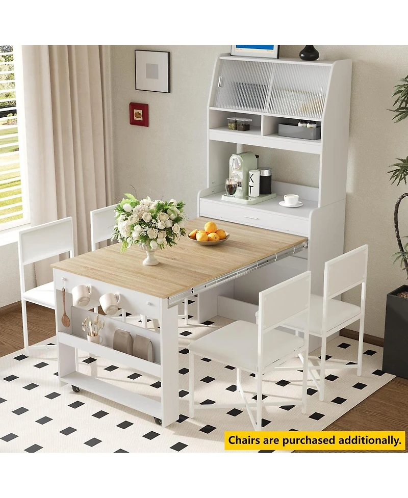 Streamdale Furniture Multifunctional Buffet Hutch with Foldable Dining Table