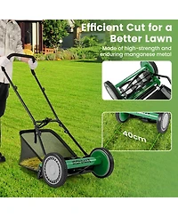 Costway Push Lawn Mower with 5-Blade 6.9 Gallon Removable Grass Catcher for Garden