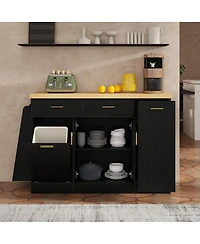 Streamdale Furniture Kitchen Island Sideboard with Trash and Spice Storage