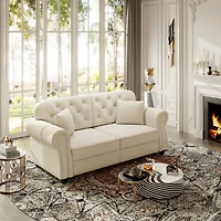 Streamdale Furniture Velvet Chesterfield Sofa with Nailhead Trim and 2 Pillows