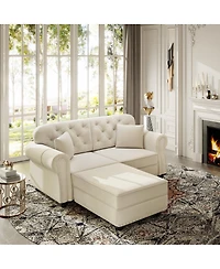 Streamdale Furniture Velvet Chesterfield Sofa with Nailhead Trim and 2 Pillows