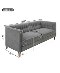 Streamdale Furniture 3-Seater Sofa with Curved Armrests and Channel Tufting