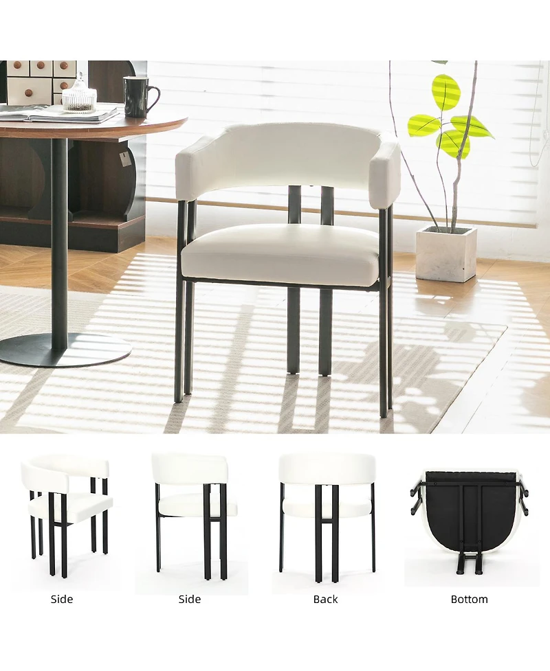Streamdale Furniture Set of 2 Faux Leather Barrel Dining Chairs