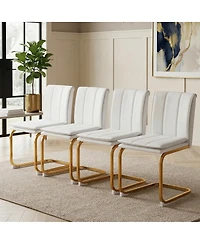 Streamdale Furniture Pu Leather Dining Chairs Set of 4 with Metal Legs