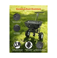 Sugift Walk-Behind Spreader 12ft Spreading Width Push Broadcast Spreader with 13" All-Terrain Tires