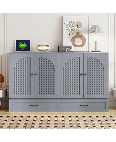 Streamdale Furniture Queen Size Murphy Bed with Large Drawers