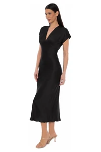 Bebe Women's Crepe Satin V-Neck Maxi Dress