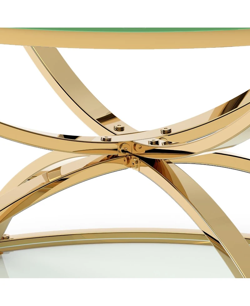 Streamdale Furniture Modern Glass 2-Tier Round Coffee Table