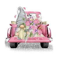 Gnuadz Stamped Cross Stitch Kit Truck Flower Gnome Beginner Needlecraft Wall Decor 13.8x13.8