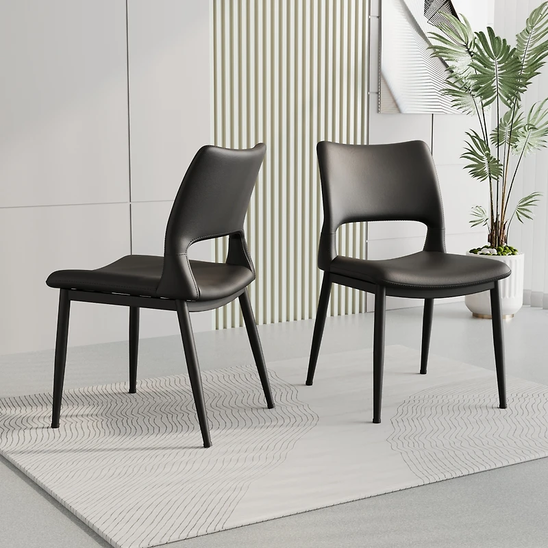 Streamdale Furniture Pu Leather Dining Chairs Set of 2