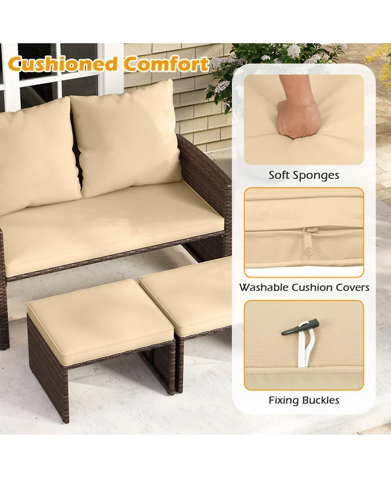 Sugift Outdoor Patio Pe Wicker Furniture Set with Cushions