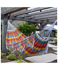 Vivere Authentic Brazilian Cotton Hammock, Outdoor Hanging Daybed, Carnival