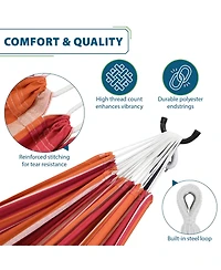 Vivere Double Cotton Hammock, Comfortable Daybed with Wood Frame