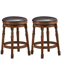Costway Set of 2 24 Inches Swivel Bar Stool Leather Padded Dining Kitchen Pub Chair Backless