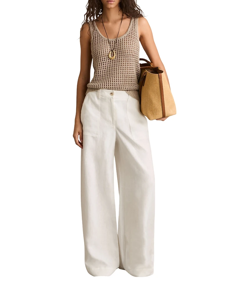 Reiss Women's Linen Wide-Leg Trouser Pants
