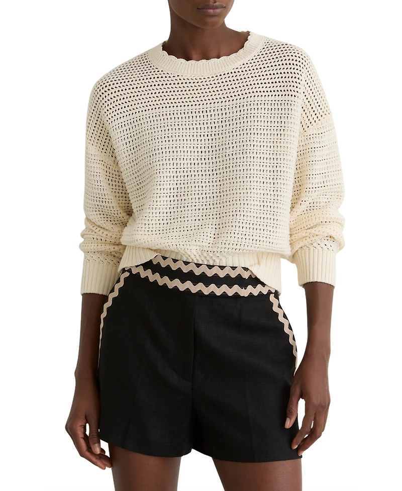 Reiss Women's Linen Wave-Trim Shorts