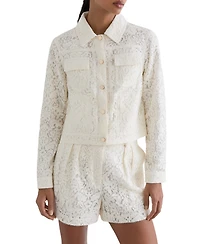 Reiss Women's Collared Lace Press-Stud Jacket