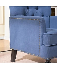 Streamdale Furniture Tufted Club Chair, Upholstered Button Armchair, Linen Fabric Sofa Chair