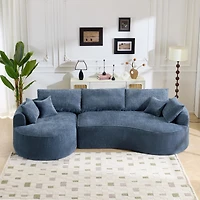 Streamdale Furniture Curved Chenille Sofa with 7 Throw Pillows - Artistic & Comfortable