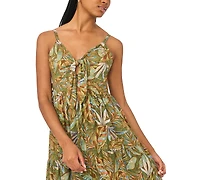 Msk Women's Tie-Front Tiered Maxi Dress