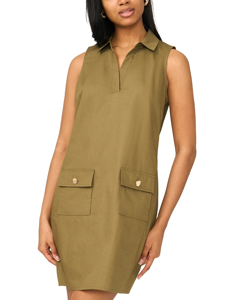 Msk Women's Sleeveless Utility Pocket Dress