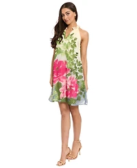 London Times Women's A-line Halter Dress