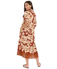 London Times Women's Elbow-Sleeve Tiered Midi Dress