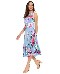 London Times Women's Sleeveless Keyhole Midi Dress