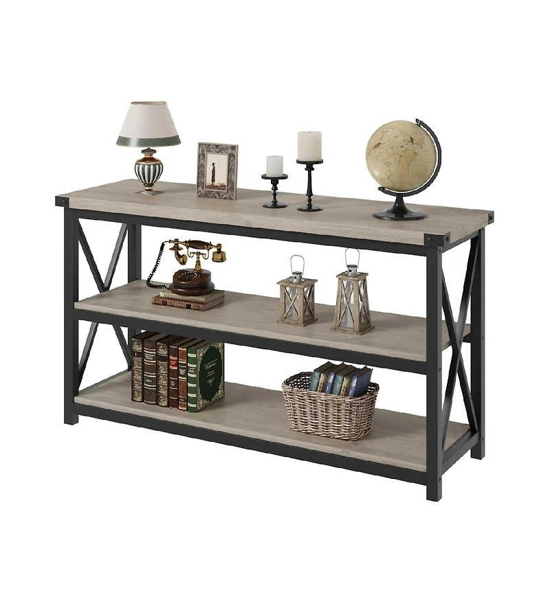 Gaomon 55" Long Console Table, 3-Tier Entryway Table with Storage Shelves, "dustrial Entry Table for Entrance, Hallway