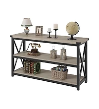 Gaomon 55" Long Console Table, 3-Tier Entryway Table with Storage Shelves, "dustrial Entry Table for Entrance, Hallway
