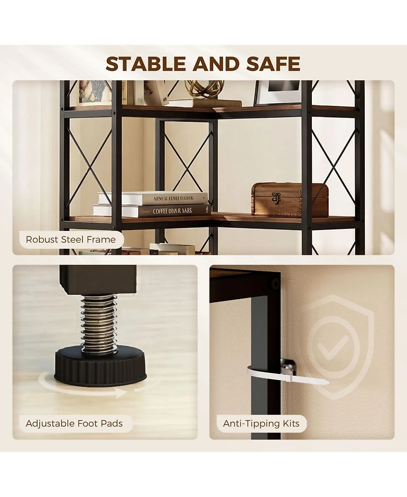 Homcom L-Shaped Bookshelf, 5-Tier Corner Bookcase