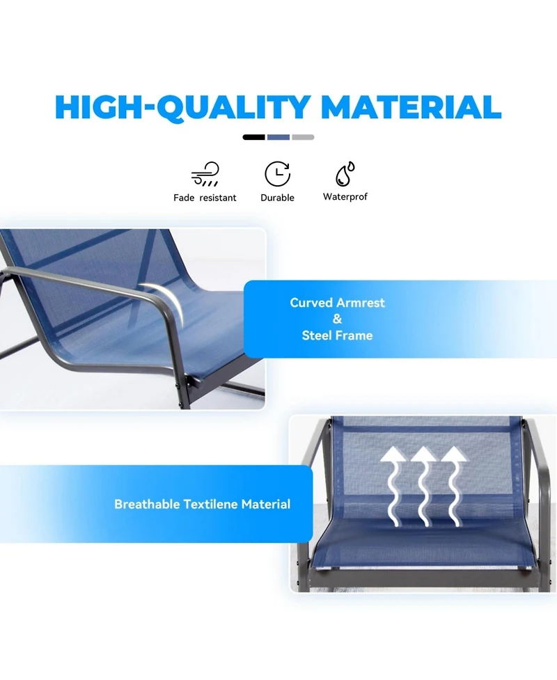 Yiortwo Patio Furniture Set Steel Textilene Sofa Set with Glass Table