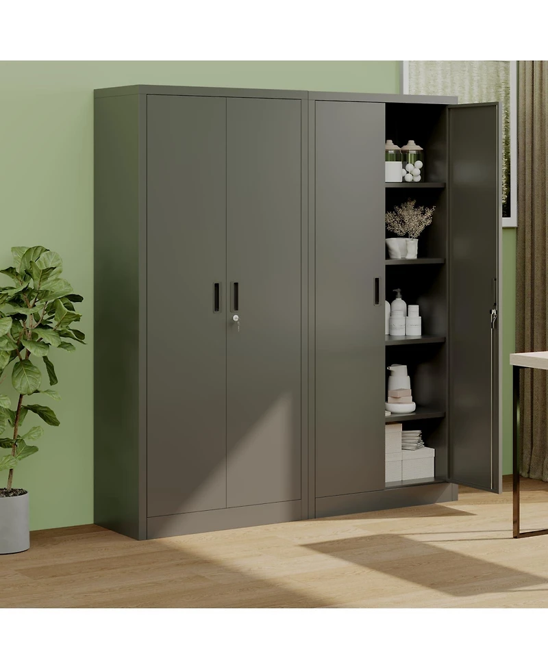gaomon 72 Inch Heavy-Duty Metal Storage Cabinet with 4 Adjustable Shelves for Garage, Home and Office