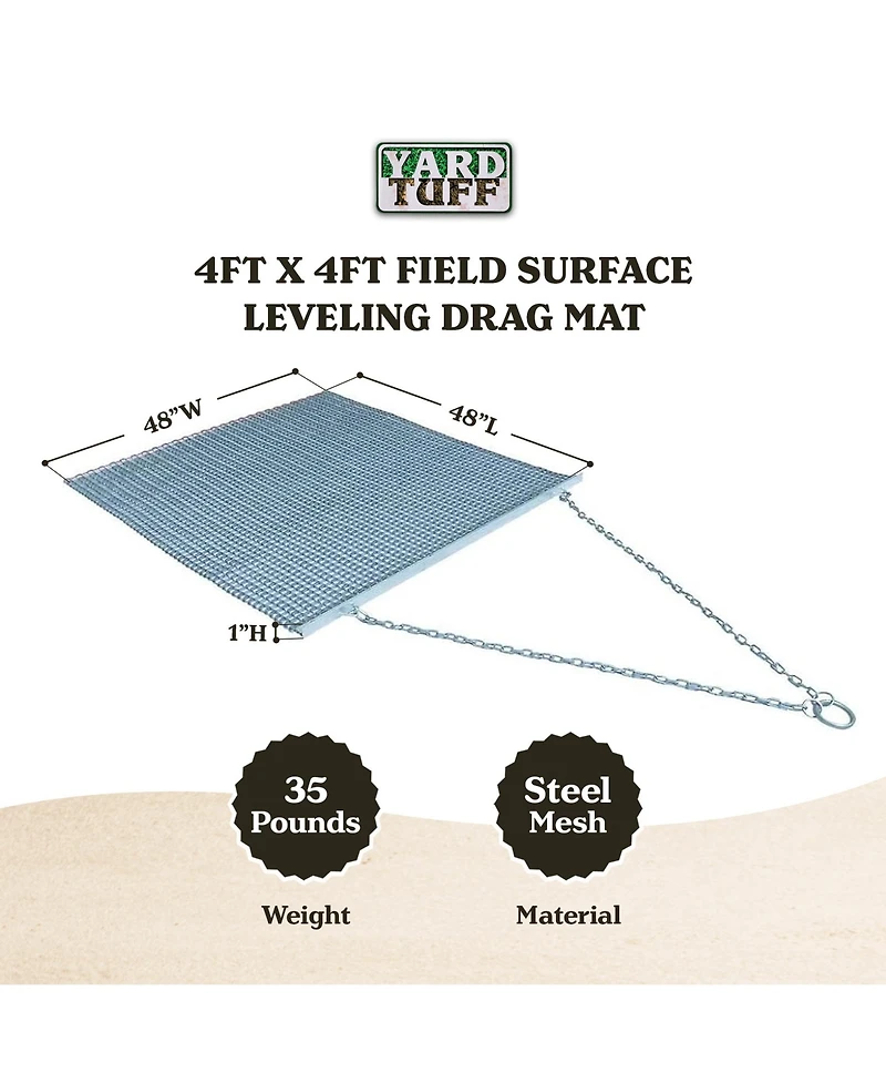 Yard Tuff 44HPDM Atv/Utv 4 x 4 Foot Zinc and Steel Field Surface Leveling Drag Mat
