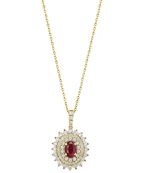 Effy Collection Ruby (7/8 ct. t.w.) & Diamond (1/2 ct. t.w.) Pendant Necklace in 14k Yellow Gold