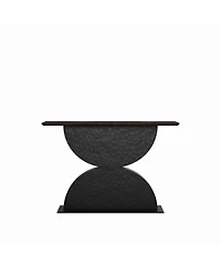 Streamdale Furniture 47" Double Semi-Circles Hammered Wood Console Table with Led Light