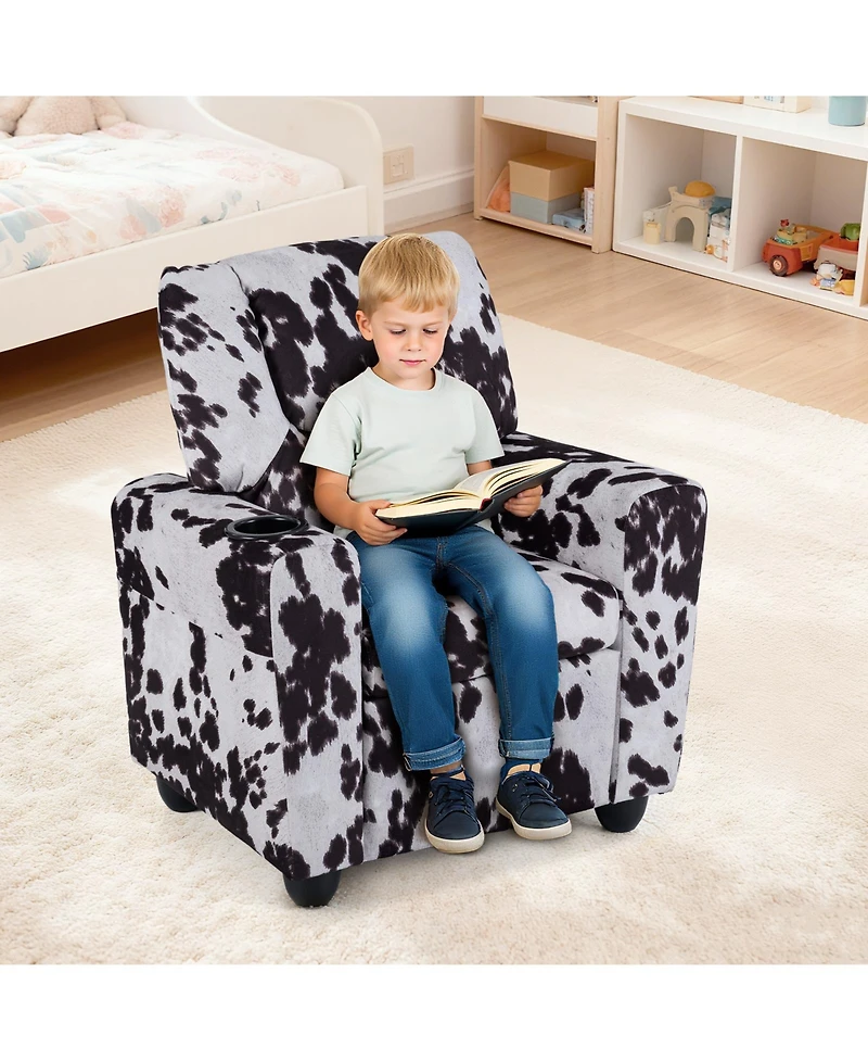 Slickblue Toddler Reclining Chair with Cup Holder, Push Back Kids Armchair Seating