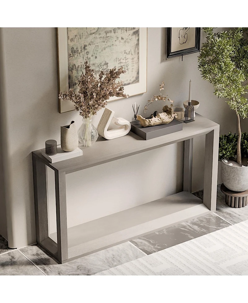 Streamdale Furniture 60" Rectangular Solid Wood Veneer Console Table, Table