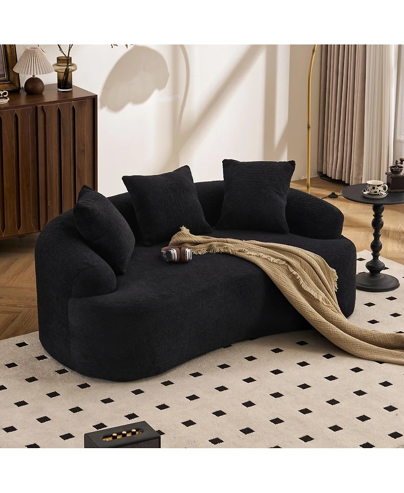 Streamdale Furniture Compact Chenille Sofa with 3 Decorative Pillows